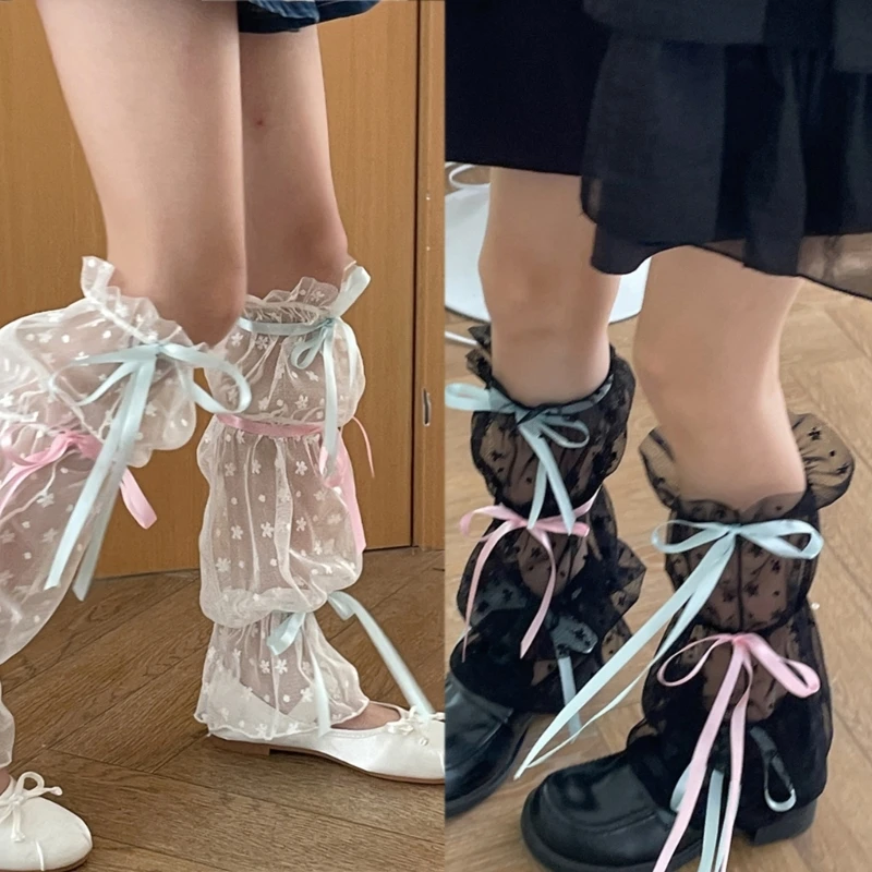

Womens Student Subculture-Wear Solid Color Smooth Cute Sweet Legwear Long Winter Daily Leg Warmers for School Office P8DB