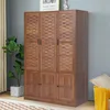 Wardrobe Closet with 6 Woven Doors, Walnut Armoire Wardrobe Cabinet for High Storage Capacity with Hanging Children's Wardrobes 2