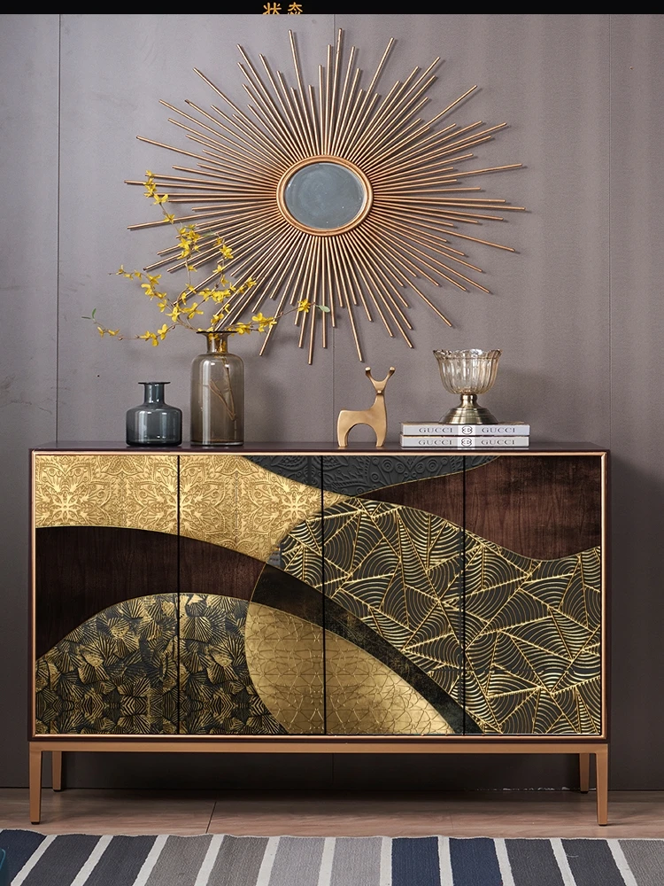 

Light luxury style solid wood entrance storage cabinet