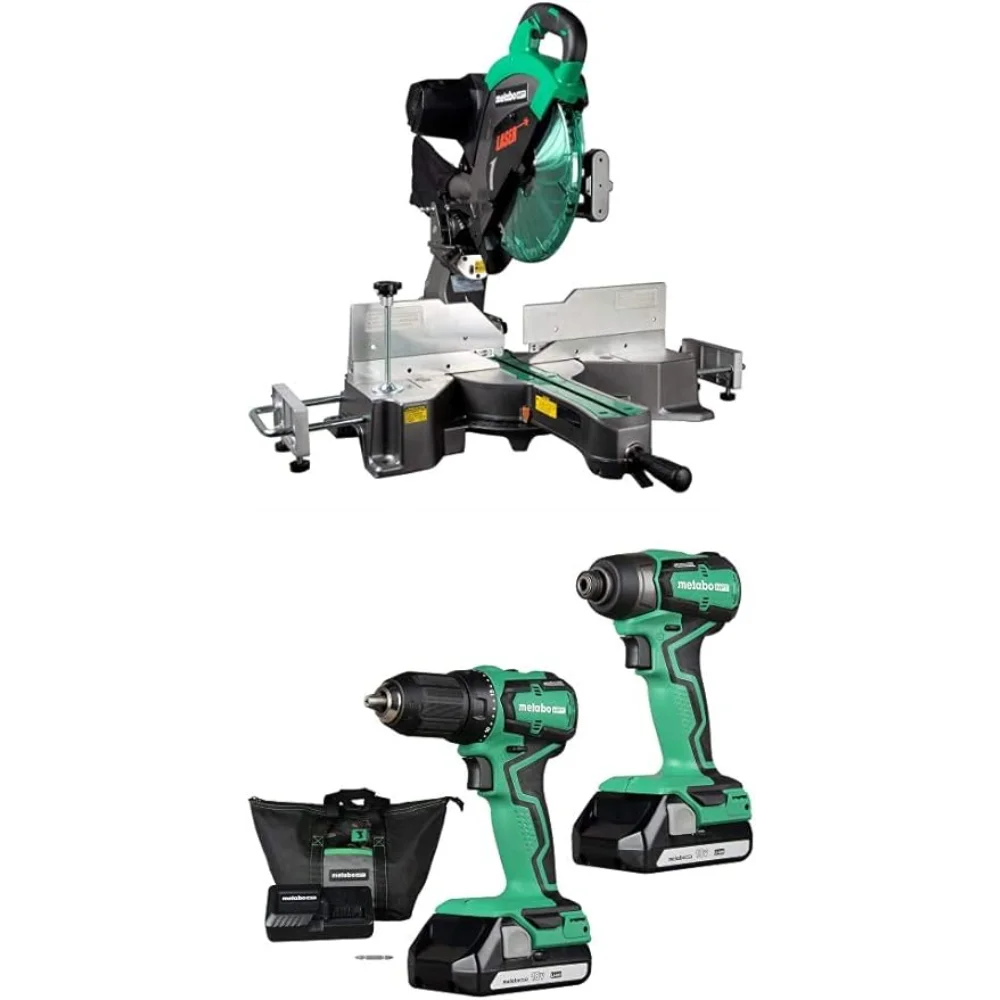 

Metabo HPT 12" Sliding Compound Miter Saw, Compact Slide System,15-Amp Motor With Cordless 18V Drill and Impact Driver Combo Kit