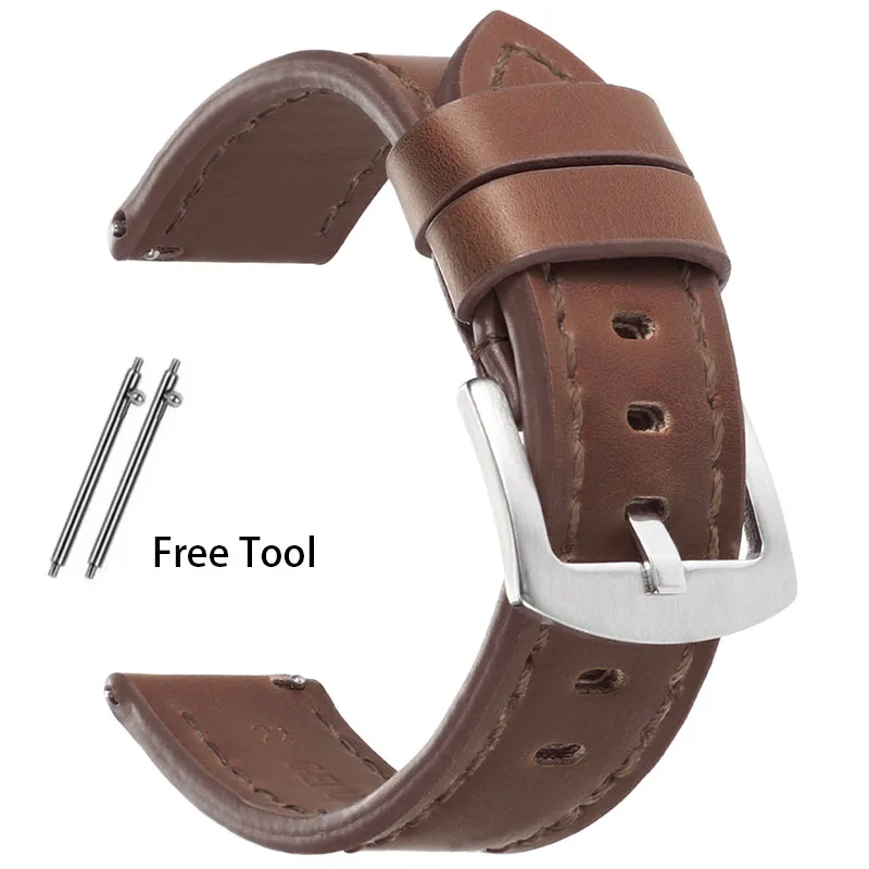 Retro Calfskin Leather Sport Quick Release Bracelet Strap - Multiple Sizes Available