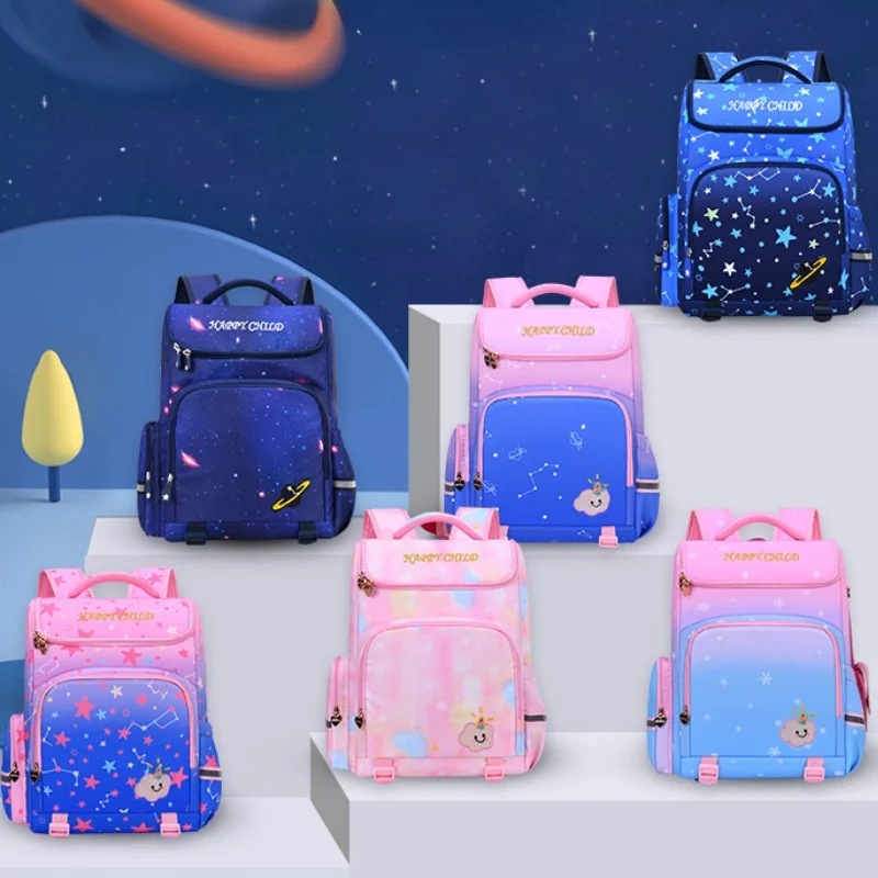 

Grade 1-6 Children Starry Sky Gradient Colorful Cloud Fashion Backpacks 2022 New Girls Boys Students Cute Large School Bags Hot