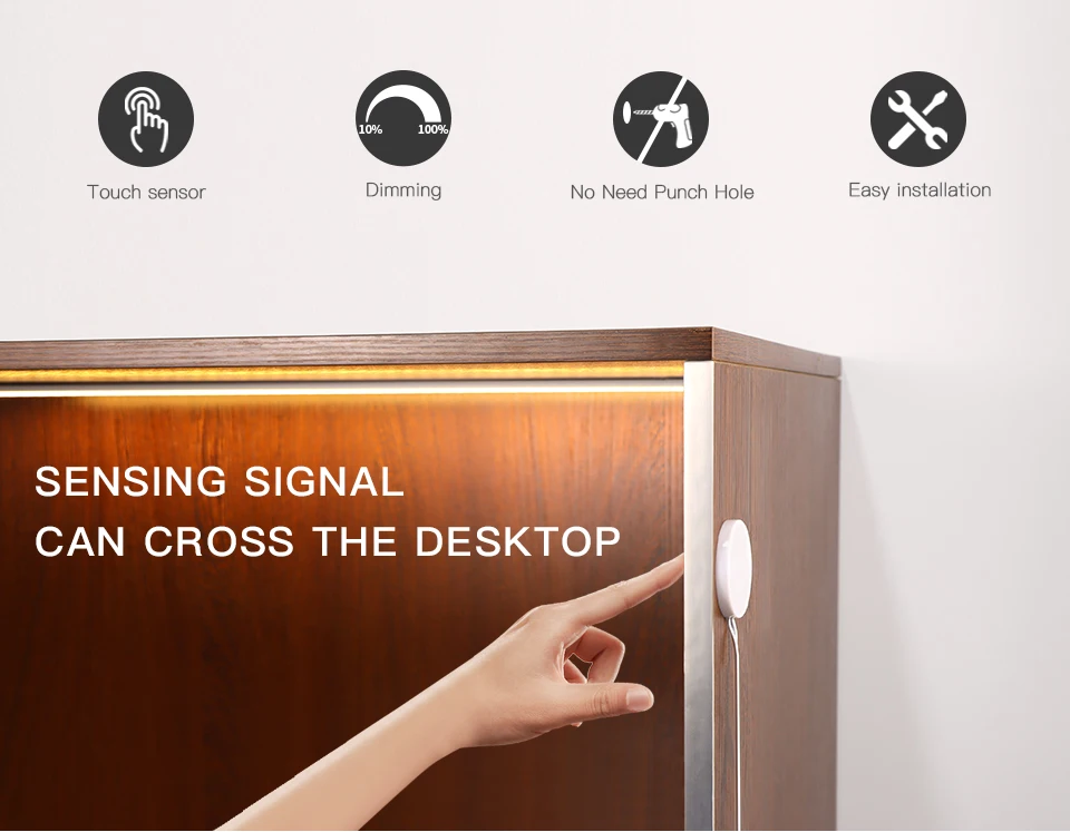Description Picture 2 of item5V USB LED Neon Strip Lights 120LEDs/M Waterproof Penetrating Wood 25MM LED Under Cabinet Light Touch Control Switch Dimmable