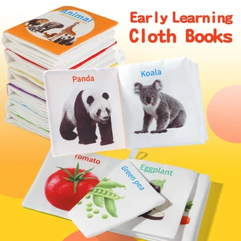 Libro di illuminazione per bambini a sei pagine 0-6 mesi Carta sonora lavabile addensata + Touch Grip Neonato Visual Touch Illuminazione Cogniti