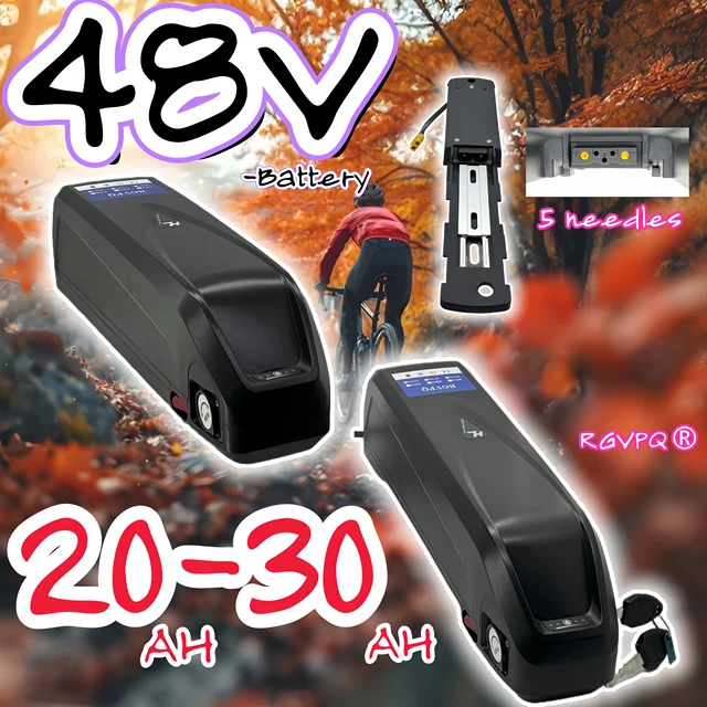 ระบบขนส่งทางอากาศแบบเร็ว แบตเตอรี่ลิเธียม 48V20AH พร้อมระบบล็อคความปลอดภัย รางนำทาง ระบบ BMS ในตัว สำหรับมอเตอร์ 350W500W750W1000W แบตเตอรี่ลิเธียม 18650 แบบ 5 ขา hailong 1