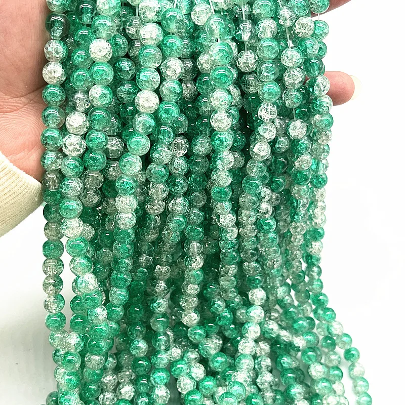 100pcs 8mm Crackle Glass Beads - Mixed Colors For DIY Jewelry Making (Bracelets, Earrings) - View #4