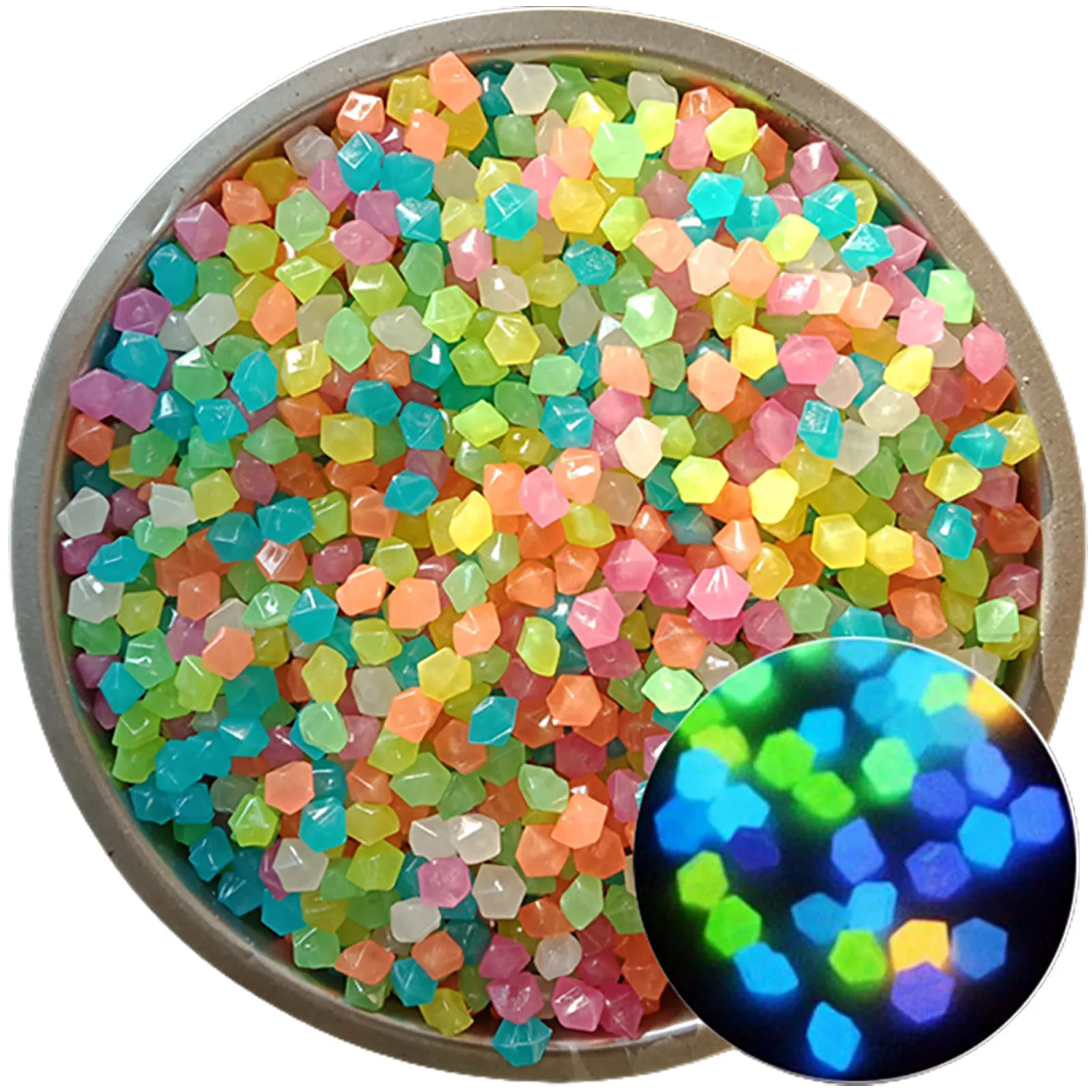200Pcs Luminous Pebble Wear Resistant Lightweight Glow in Dark Rhombus Aquarium Stone glow stones decorative stones
