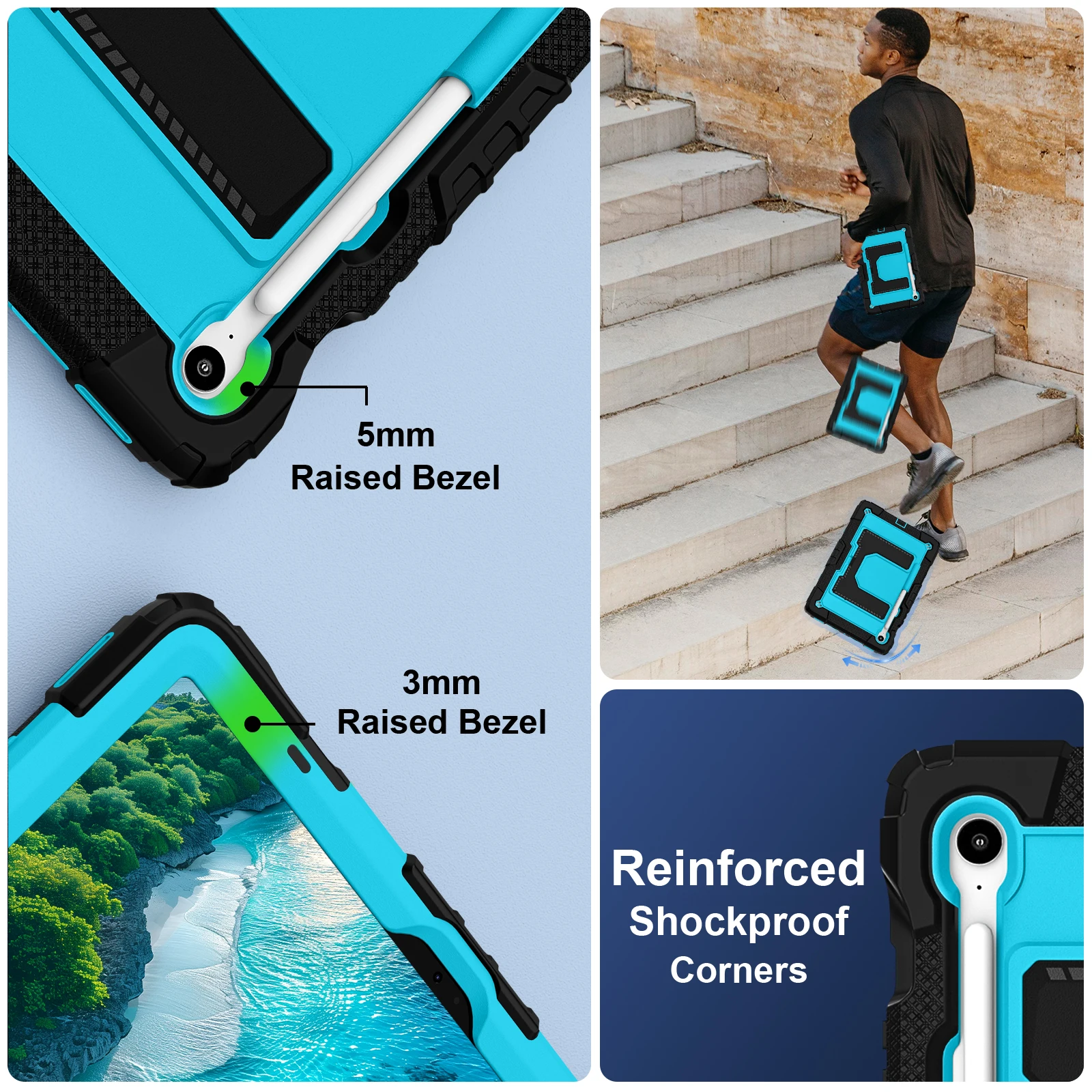 Rugged Samsung Tablet Case with Handle Stand and Pen Slot - Shockproof Design
