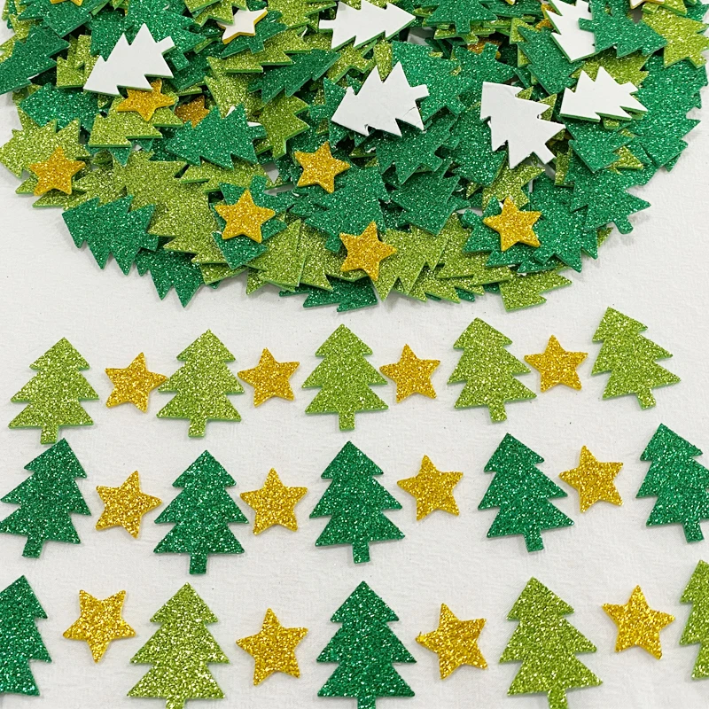 100PCS New Christmas Tree Glitter Foam Stickers Craft Supplies Kids Xmas Party Decoration DIY Early Learning Educational Toys farm play vehicles playset diy take apart truck trailer animals stem educational learning tractor toy for kids christmas gift