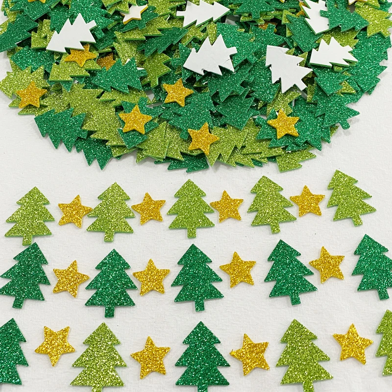 100PCS New Christmas Tree Glitter Foam Stickers Craft Supplies Kids Xmas Party Decoration DIY Early Learning Educational Toys