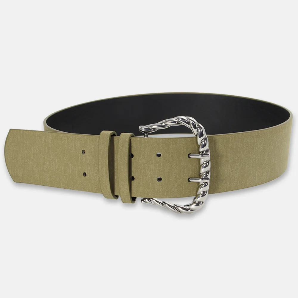 

Fashion women's wide belt with coat 5 "super wide decorative tea green belt