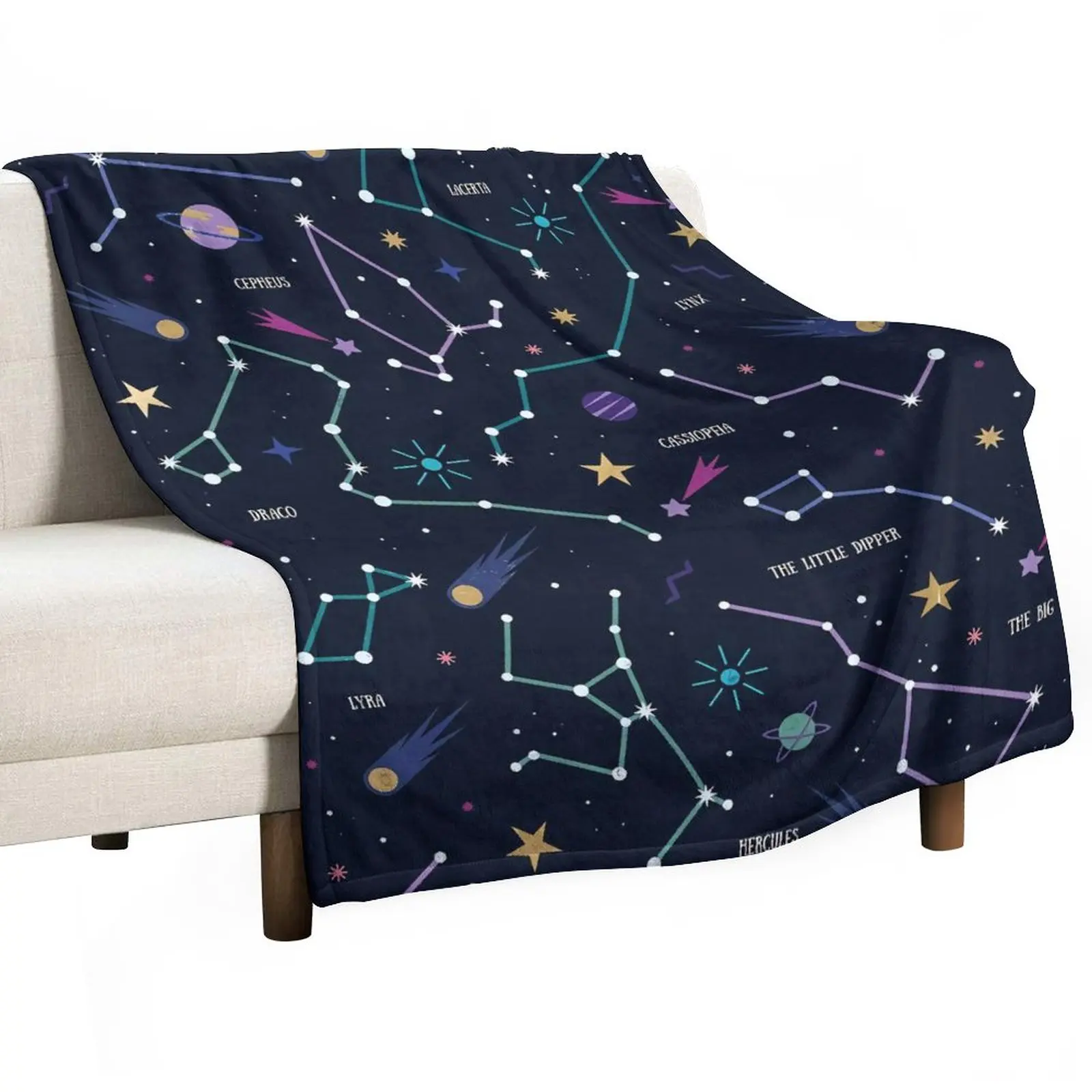 

The Galaxy Stars Flannel Blanket Warm Soft Constellations And Night Sky Throw Blanket Winter Travelling Outdoor Cute Bedspread