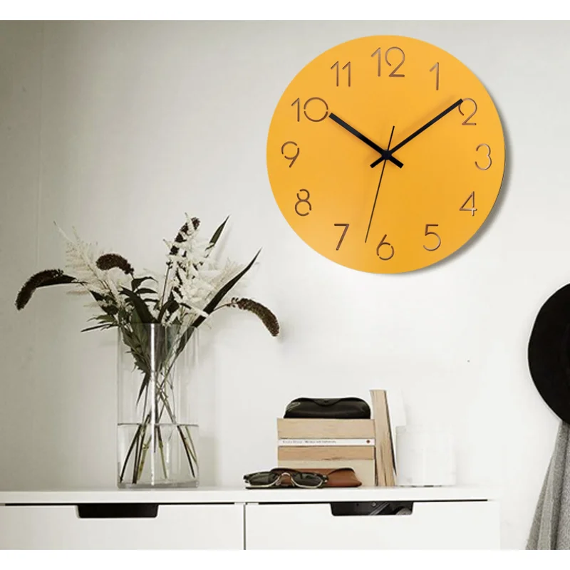 

Nordic Large Wall Clock Wall Watch Wood Modern Living Room Digital Silent Design Clocks Office Kitchen Pendule Mural Decor WY