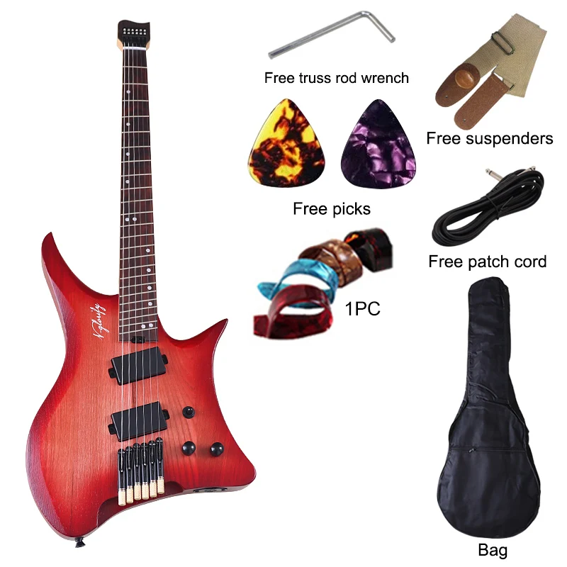 ヘッドレスエレキギター,30インチ,トラベル,エレキ,高光沢,6弦,ミニ