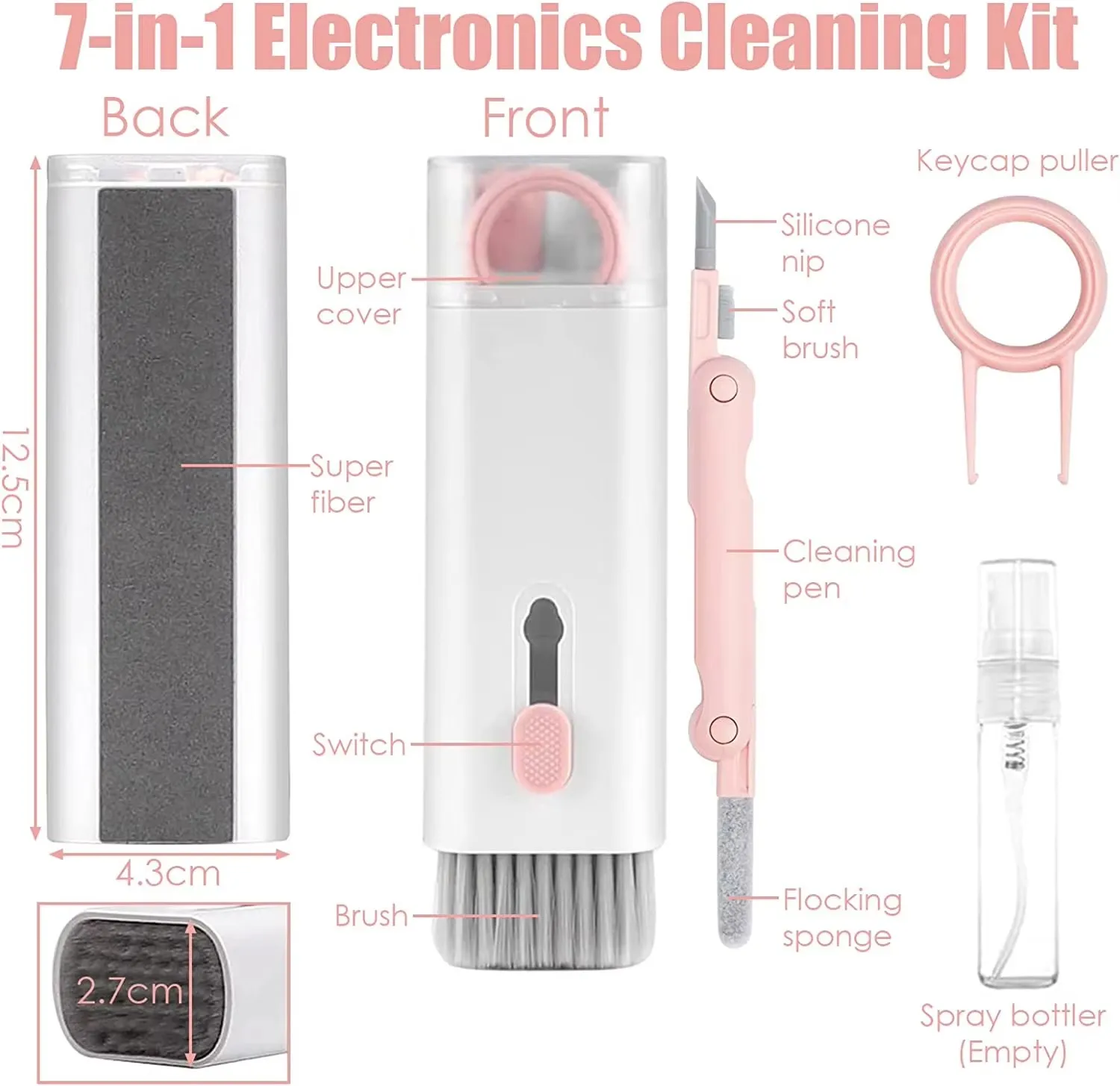 Kit de Limpeza 7 em 1 para Teclado de Computador, Caneta de Limpeza para Fones de Ouvido, Ferramentas de Limpeza para Teclado, Kit de Remoção de Teclas
