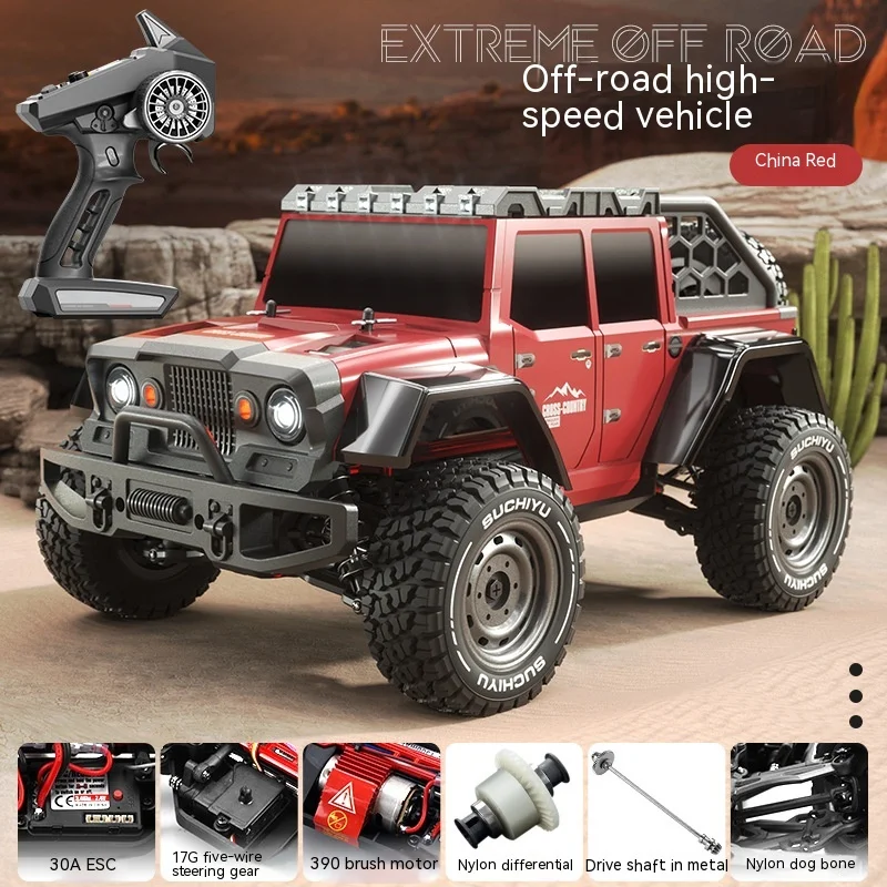 

Retro LED high light endless variable speed electric four-wheel drive SUV 1:16 High speed car model toy power strong climbing