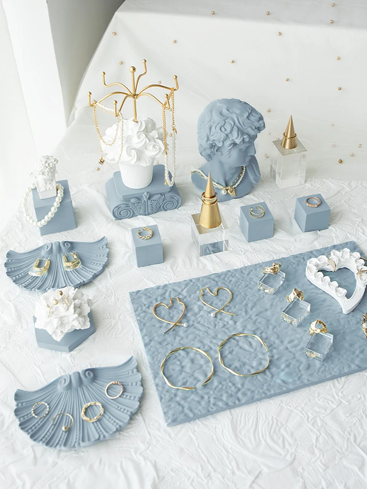 Jewelry display rack, gypsum colored necklace storage rack, ring tray, jewelry display, shooting props, ornaments