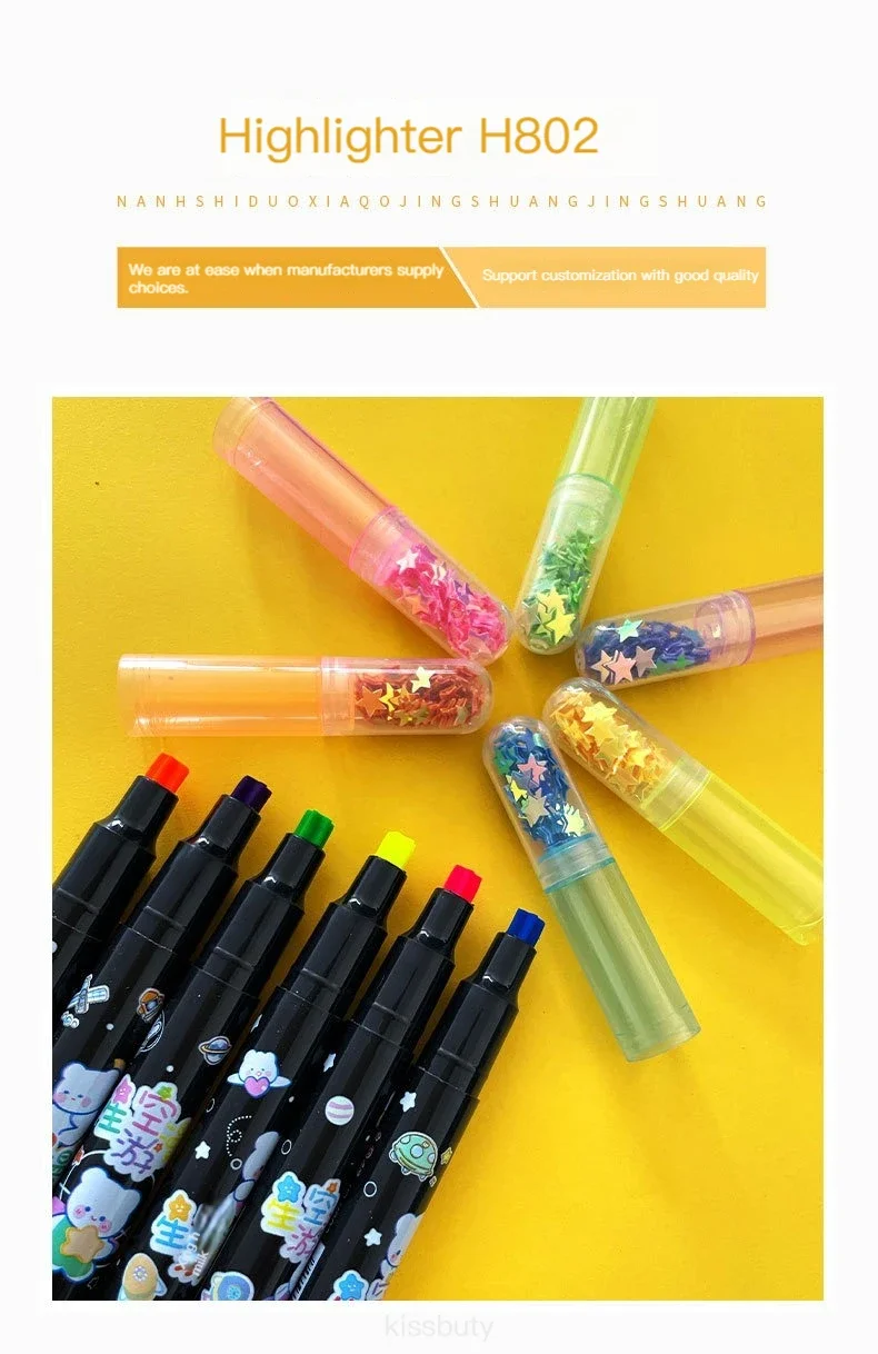 6 farben/set Kawaii Stern Highlighter Stift Candy Farbe Nette Stamper Stift Hand konto Student geschenke Schule Schreibwaren – Detail 2