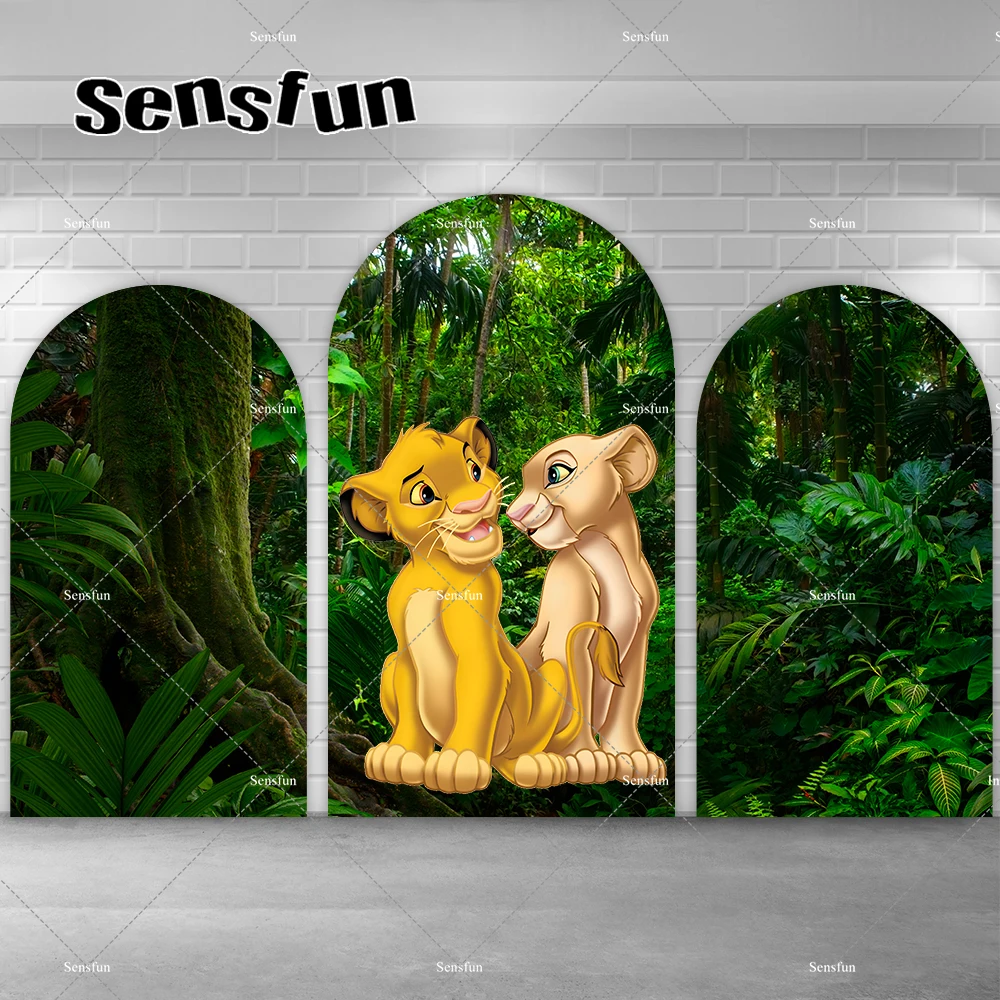 

Lion King Theme Arch Backdrop Cover for Boys Baby Shower Birthday Party Background Green Forest Leaves Chiara Wall Banner