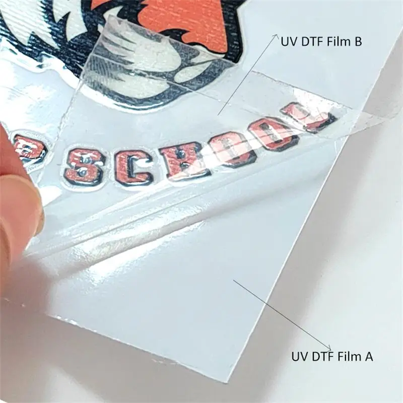 62cm x 100m UV DTF 필름 A + B UV 프린터 용 냉간 전송 필름, 애완 동물 재료 UV 프린터