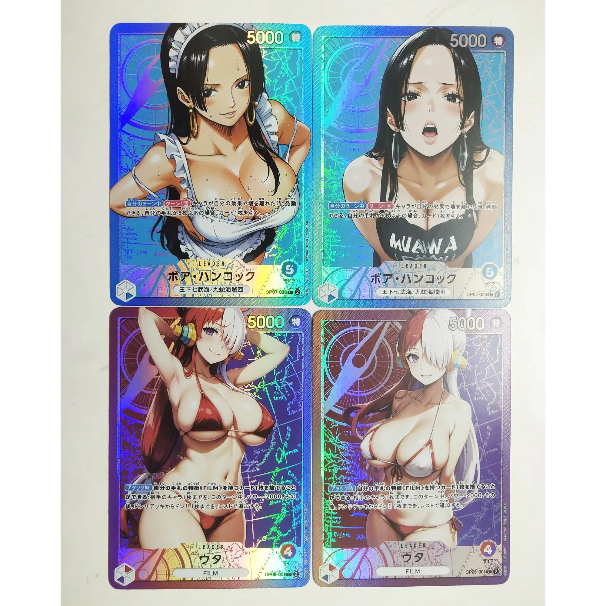 4Pcs/set Diy Self Made One Piece Uta Hancock Flash Card OPCG Classic Game Anime Collection Cards Gift Toy