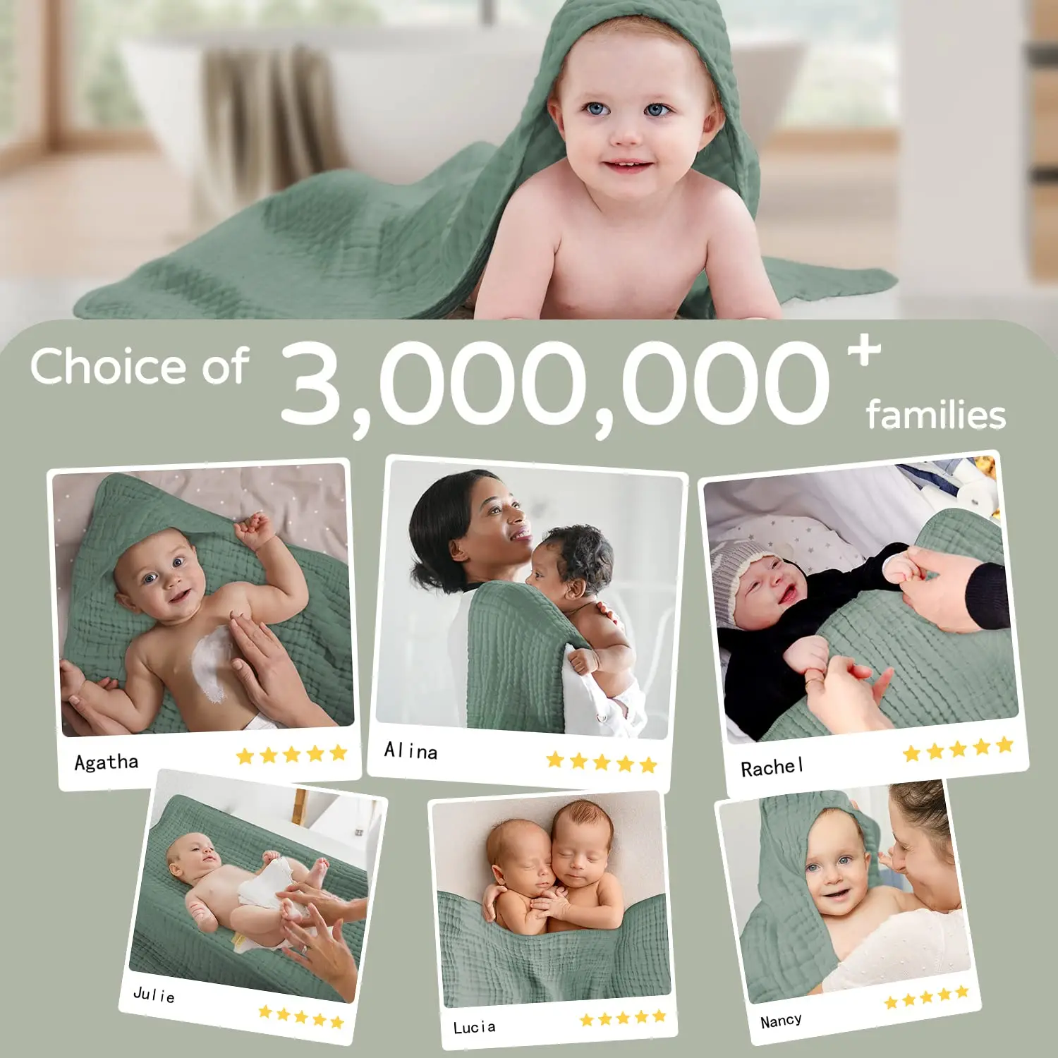 2pcs Baby Bath Hooded Towels 35*35inch Muslin Cotton Newborn Hooded Towel with Hood for Babies Infant Toddler and Kids