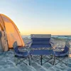Camping 3-piece set, outdoor folding chairs, suitable for heavy-duty individuals with cup holders, can support up to 500 pounds 1