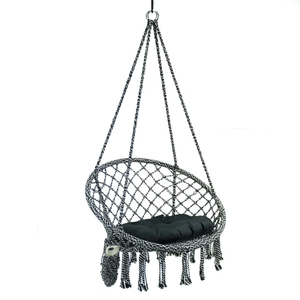 

Hamaca demacramé d lujo para exteriores, silla colgante dealgodón multicolor, tamaño de31,5 "L x 24" W, capacidad de 250LB