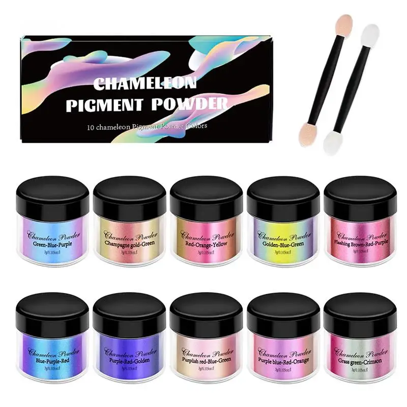 LET'S RESIN Chameleon Powder, 10 pezzi colori Shift polvere mica per resina epossidica/tumbler, saturi di pigmenti cromati che cambiano colore saturo per la produzione di sapone, produzione di