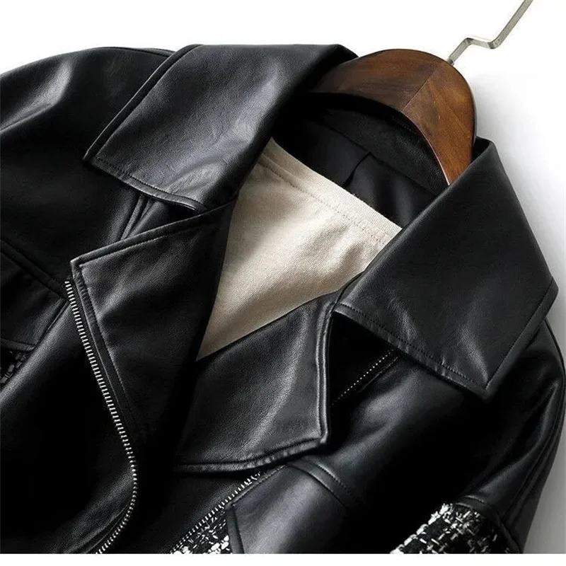 Small Fragrant Motorcycle Leather Coat With a Coat For Women 2022 Spring and Winter New Little Ladies Loose Western Style Jacket