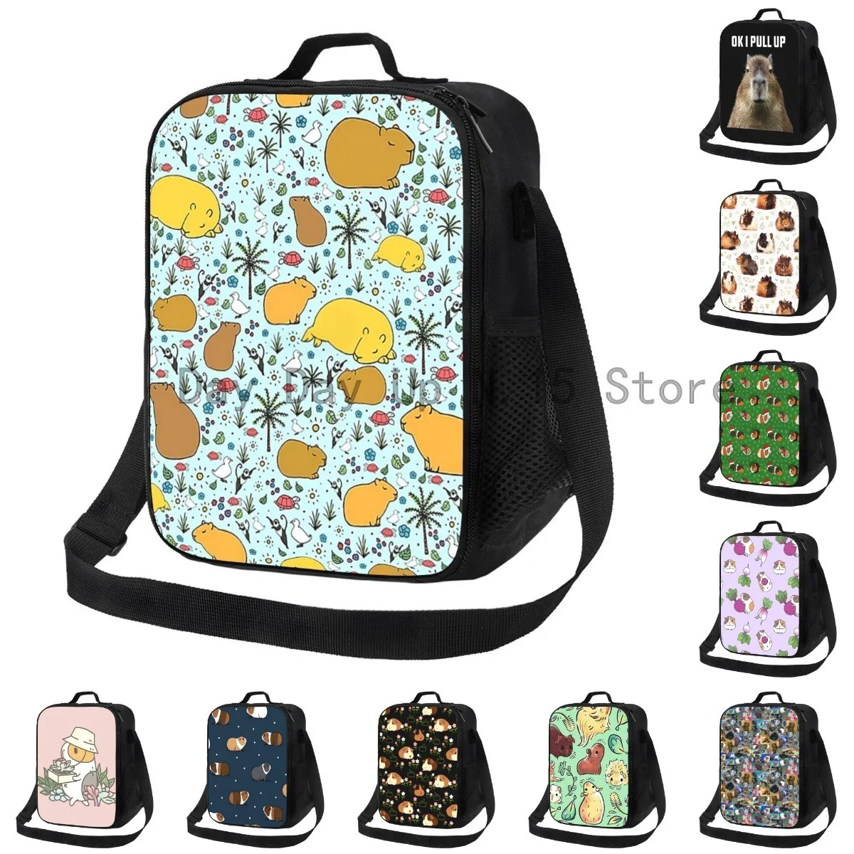 

Cute Capybara Portable Lunch Box Women Cooler Food Insulated Lunch Bag Office Work