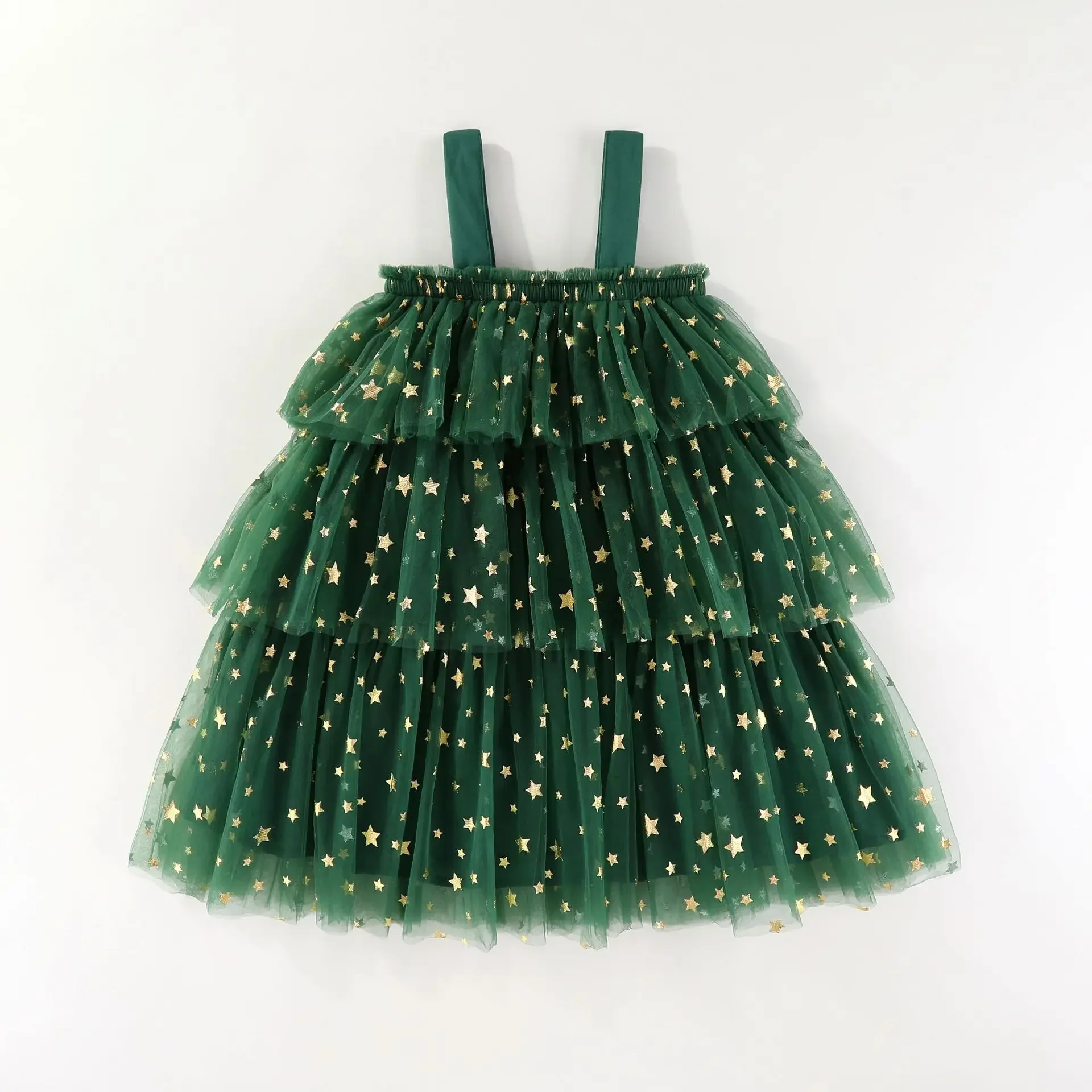 Green Tulle Layered Dress for Kids Girls Prom Ball