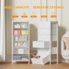 White Tall Dresser for Bedroom,Vertical Storage Tower Unit and End Table with 6 Drawers, Nightstand Furniture Fabric Drawer 4