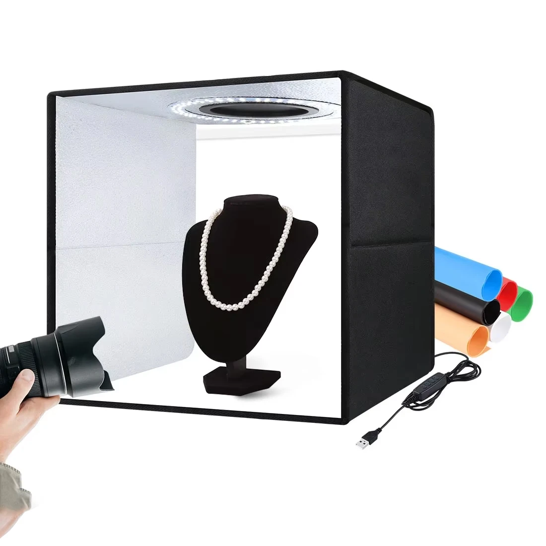 30cm/40cm Photography Lightbox With 6/12 Colors Backdrop,Foldable Photo Studio Light Box,Dimmable Softbox Kit For Photo Shooting