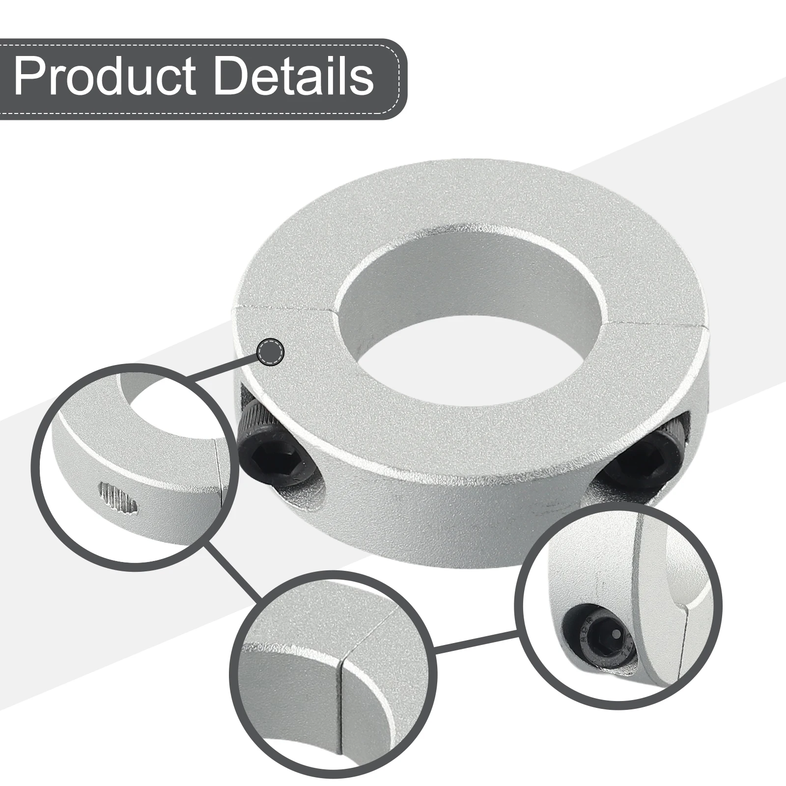 1PCS Clamp Ring Collar Double Split 6mm To 40mm Inside Diameter Shaft Collar Clamp Shaft Clamp Bearing Backstop Ring Silver