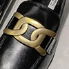 2024 Spring Woman Square Toe Platform Thick Sole Cute Flats Metal Square Buckle Female Flats Retro Style Versatile Loafer Shoes 6