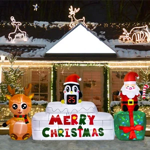 10FT Christmas Inflatables Outdoor Decorations Xmas Blow Up Yard Decorations with LED Christmas Countdown Clock, Lawn Decor