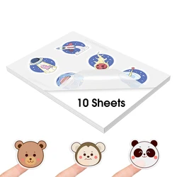 Glossy Self - Adhesive Vinyl Sticker Paper - A4, Printable for DIY Crafts and Gifts (10 Sheets) (Transparent White)