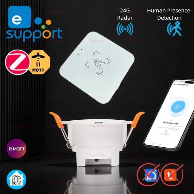 เซ็นเซอร์ตรวจจับความเคลื่อนไหว Zigbee 24G เรดาร์ตรวจจับความเคลื่อนไหวอัจฉริยะ สำหรับ Zigbee 2mqtt Home Assistant เชื่อมต่อแอป Ewelink ควบคุมการเชื่อมโยงฉาก 1