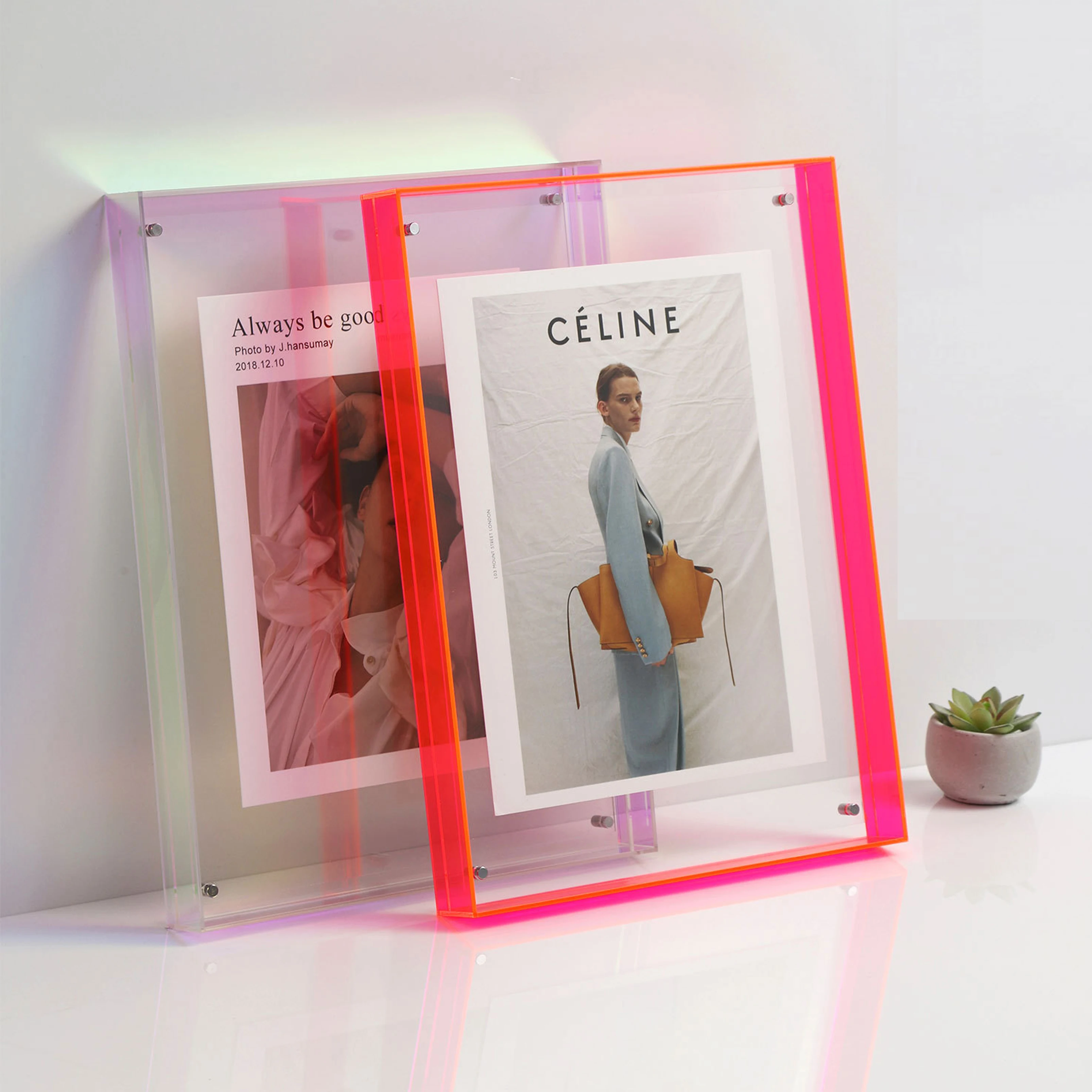 D DOLITY – 5 Mini Cornici Magnetiche In Acrilico Trasparenti – Per Foto Polaroid Instax Square E Mini – Da Frigorifero O Armadietto – Doppio Lato, 90x77mm
