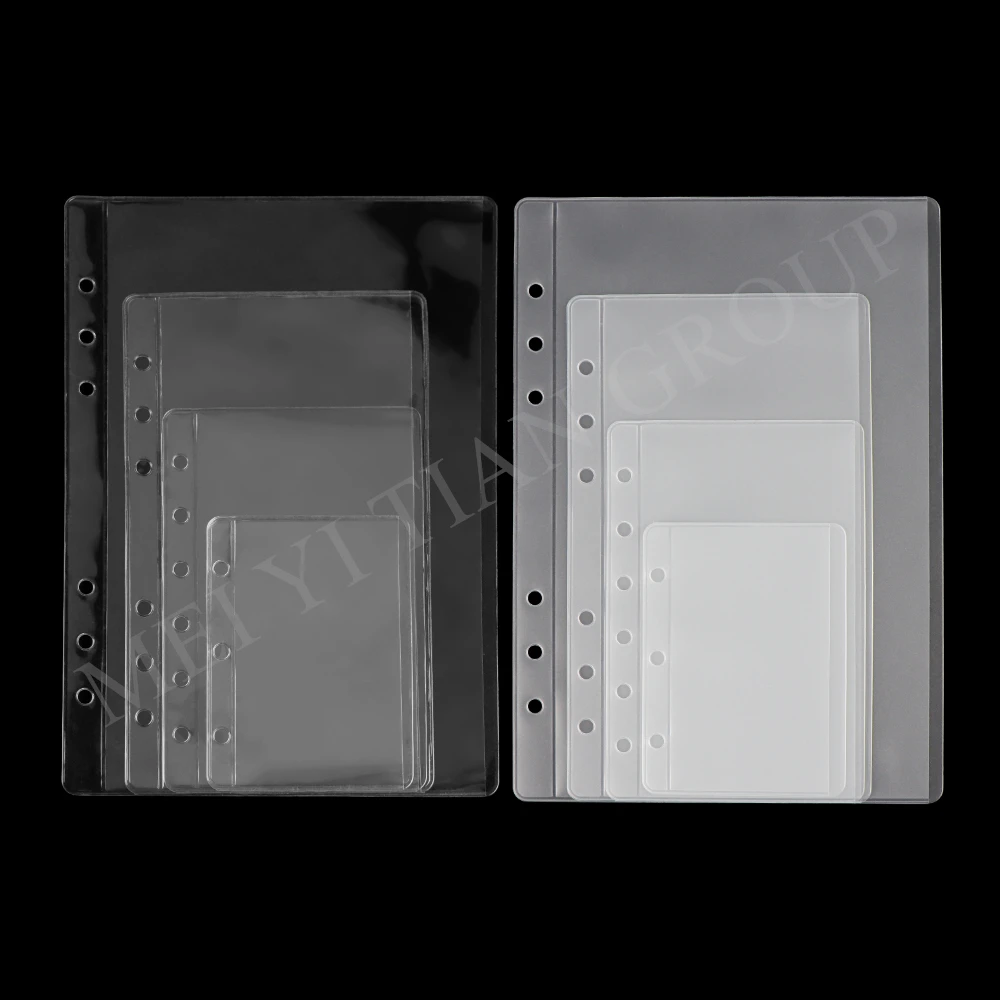 12pcs A5 A6 A7 Mini Side Open PVC Envelope Pouch Loose Leaf Binder Pocket Photo File Card Bag Binder Pockets pvc binder pockets