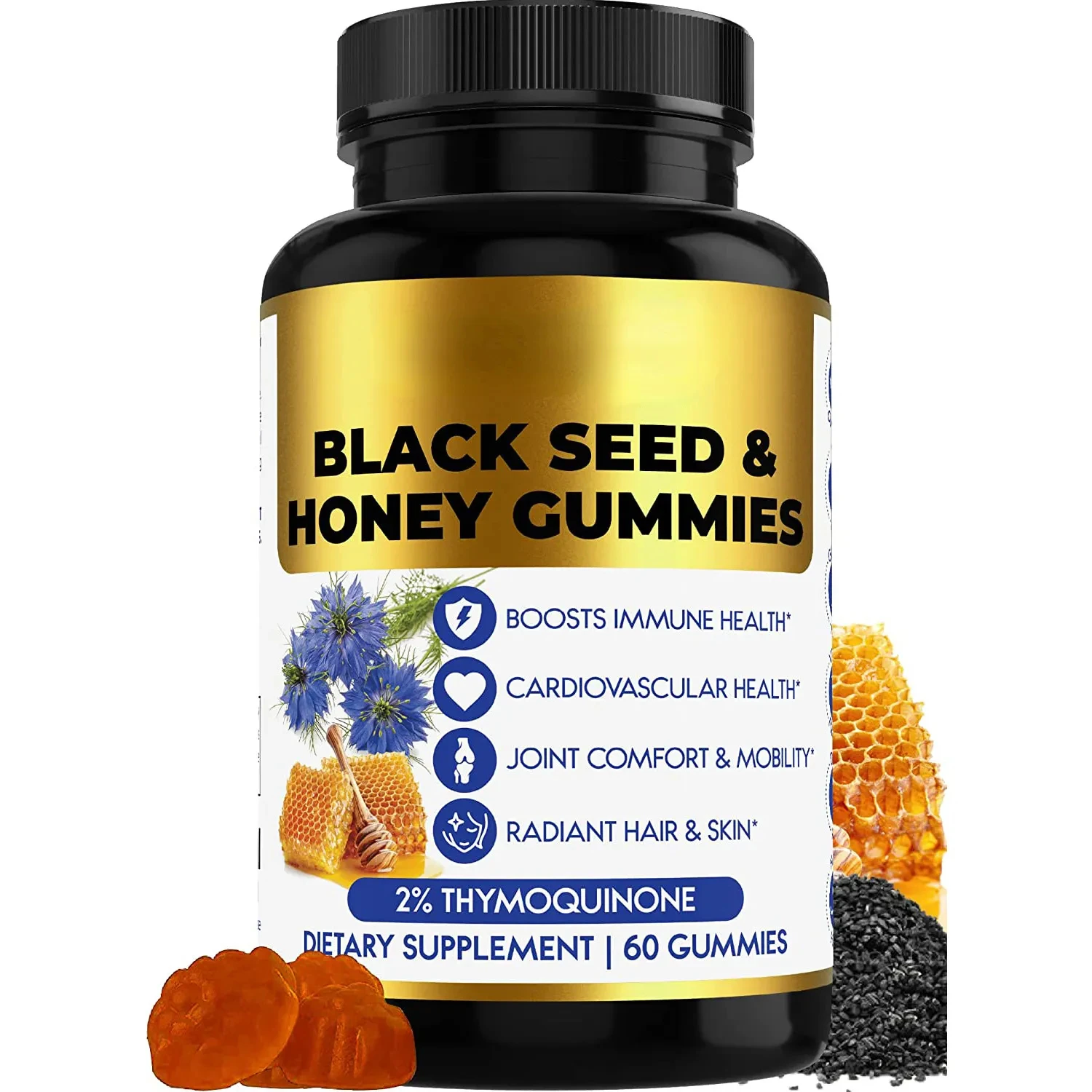60 Gummies Black Seed Honey Gummies Boosts