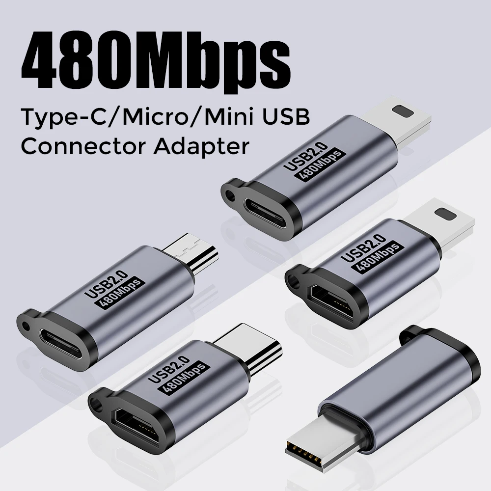 타입 C 여성형에서 미니 USB 남성형 어댑터 마이크로 USB에서 USB C..