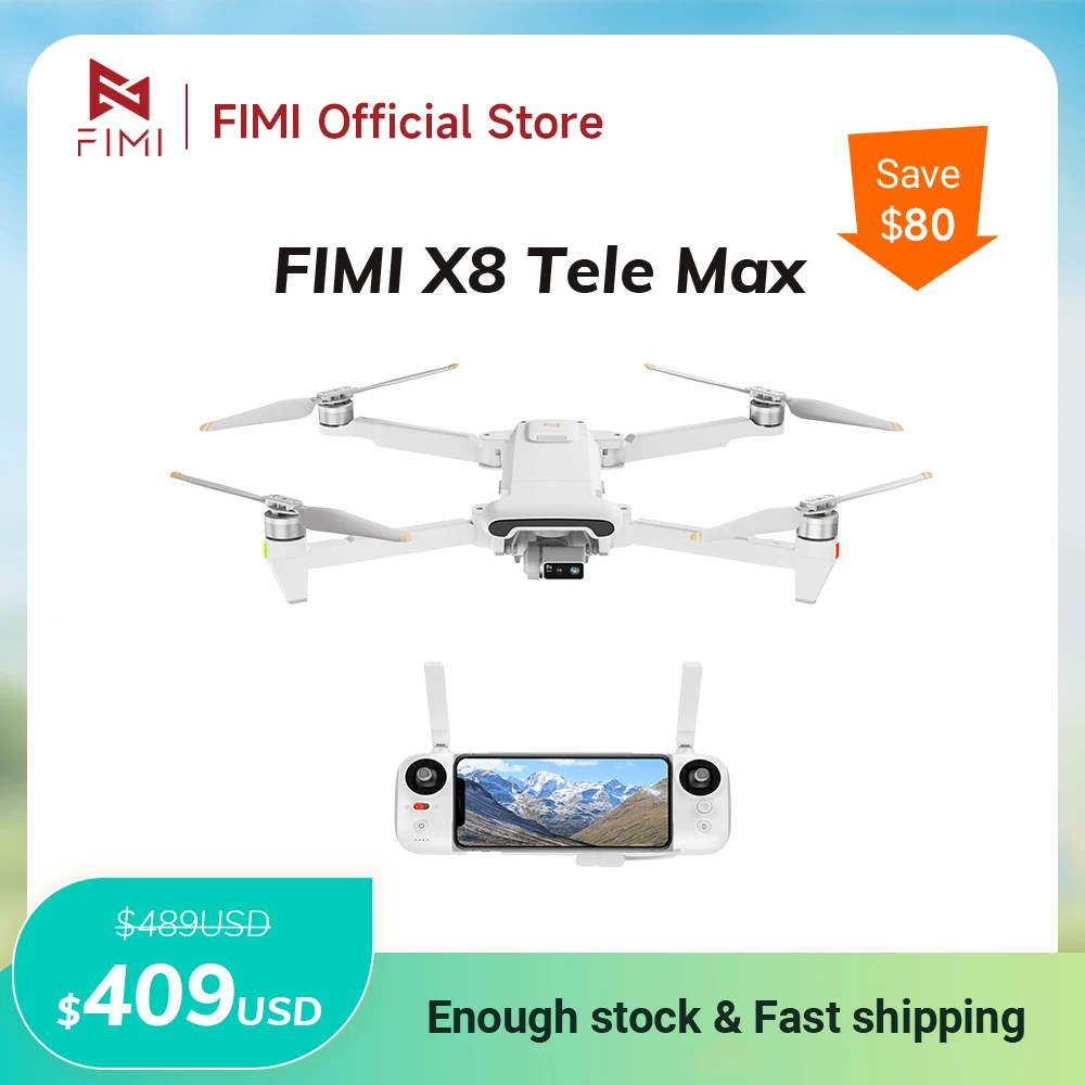 FIMI X8 Tele Max drone com grande angular e tele câmera 30x Zoom híbrido 4K 60fps 20KM gama de 3 eixos Gimbal GPS AI Super Night