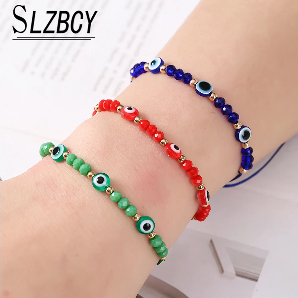 

12 Pieces Colorful Evil Eye Beaded Bracelet Hand Braided Rope Good Luck Amulet Bracelet Lucky Turkey Religious Symbol Jewelry