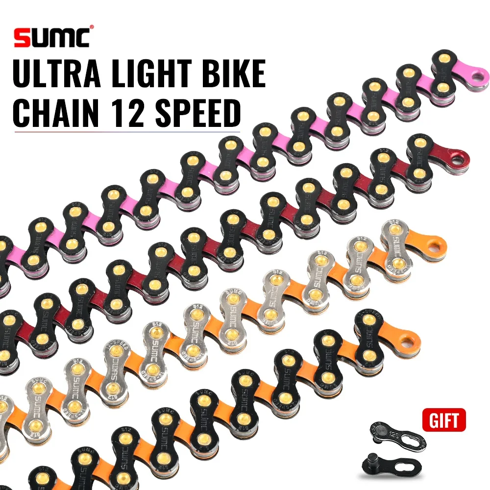 Sumc Sx12 12 Speed Mountain Road Bike Chain Colorful Diamond Bicycle Chain With Missinglink 126L For Shimano Sram Campagnolo