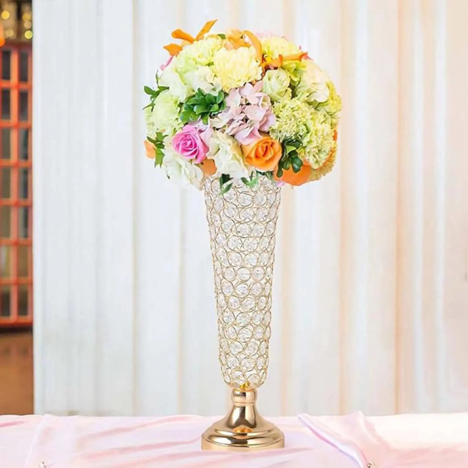 Crystal Vase Centerpiece Elegant Wedding Centerpiece Vase Crystal Flower Stand Easy to Clean Event Decor for Reception