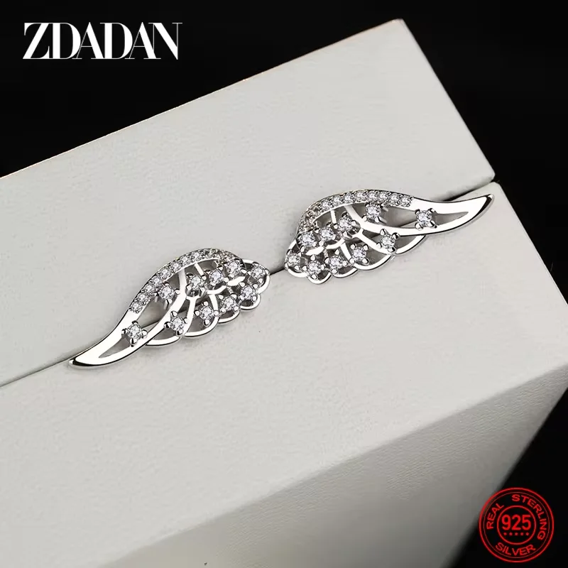 ZDADAN Hohle Engelsflügel-Ohrringe aus 925er-Sterlingsilber für Damen, Modeschmuck, Geschenk – Detail 3