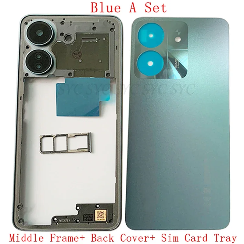 Rear Door Battery Cover Housing Case For Redmi 13C Back Cover with Middle Frame Sim Card Tray Repair Parts phone back cover,glass phone back cover