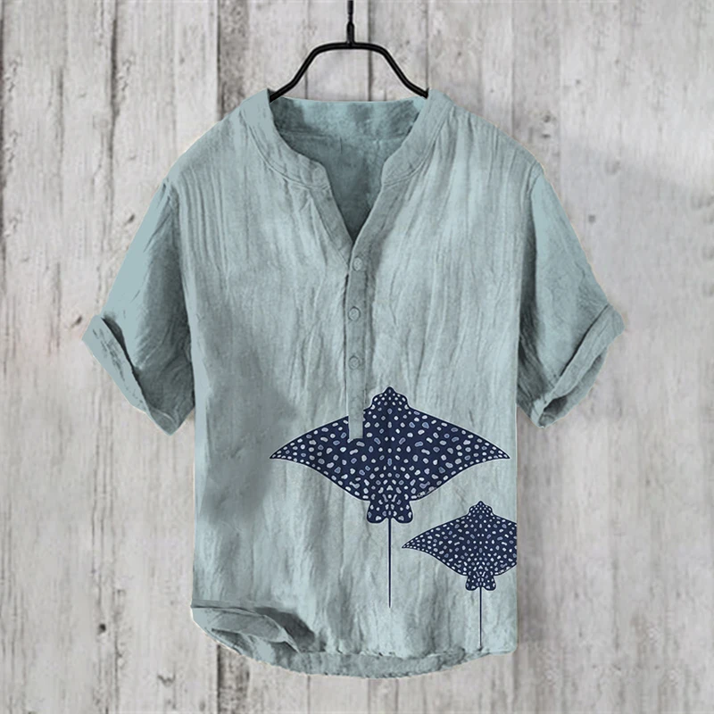 Cherry Blossom Japanese Lino Art Linen Blend Shirt